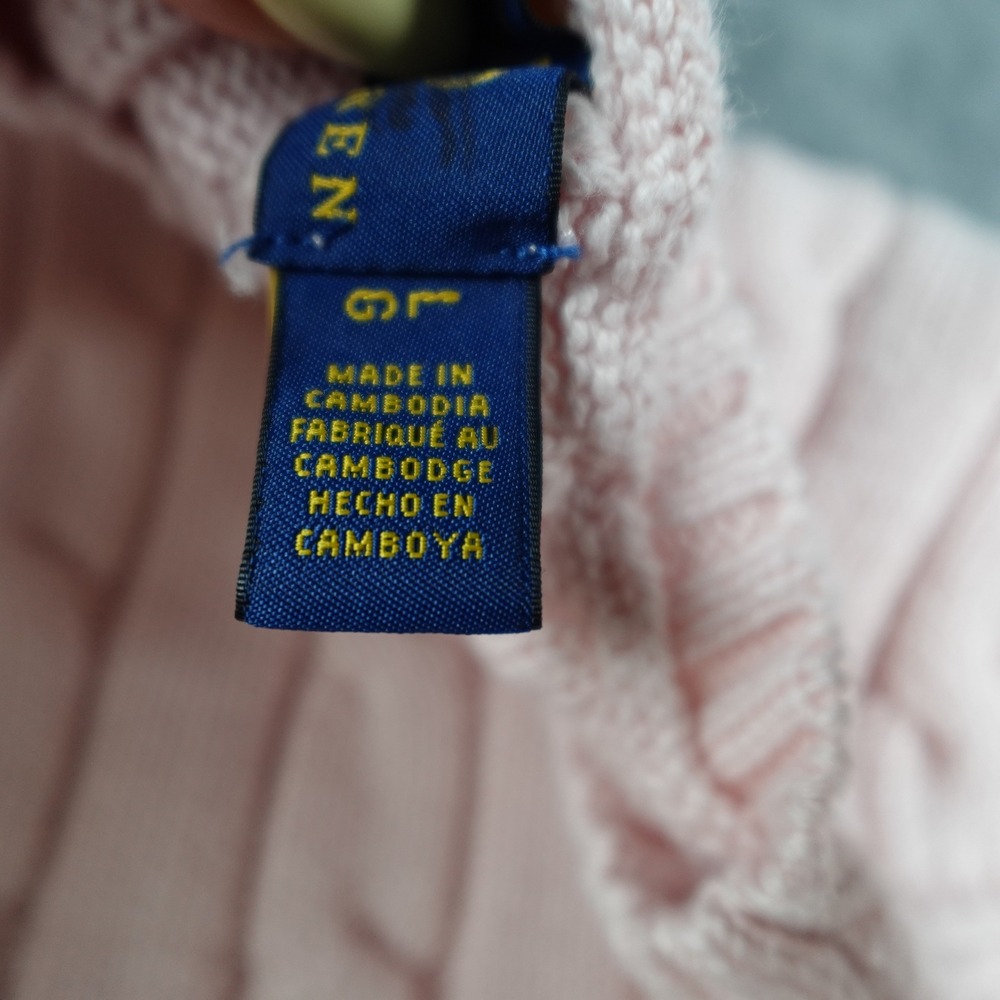 Polo Ralph Lauren Sweater Womens Large Pink Cable Knit Crewneck Long Sleeve - Picture 3 of 13